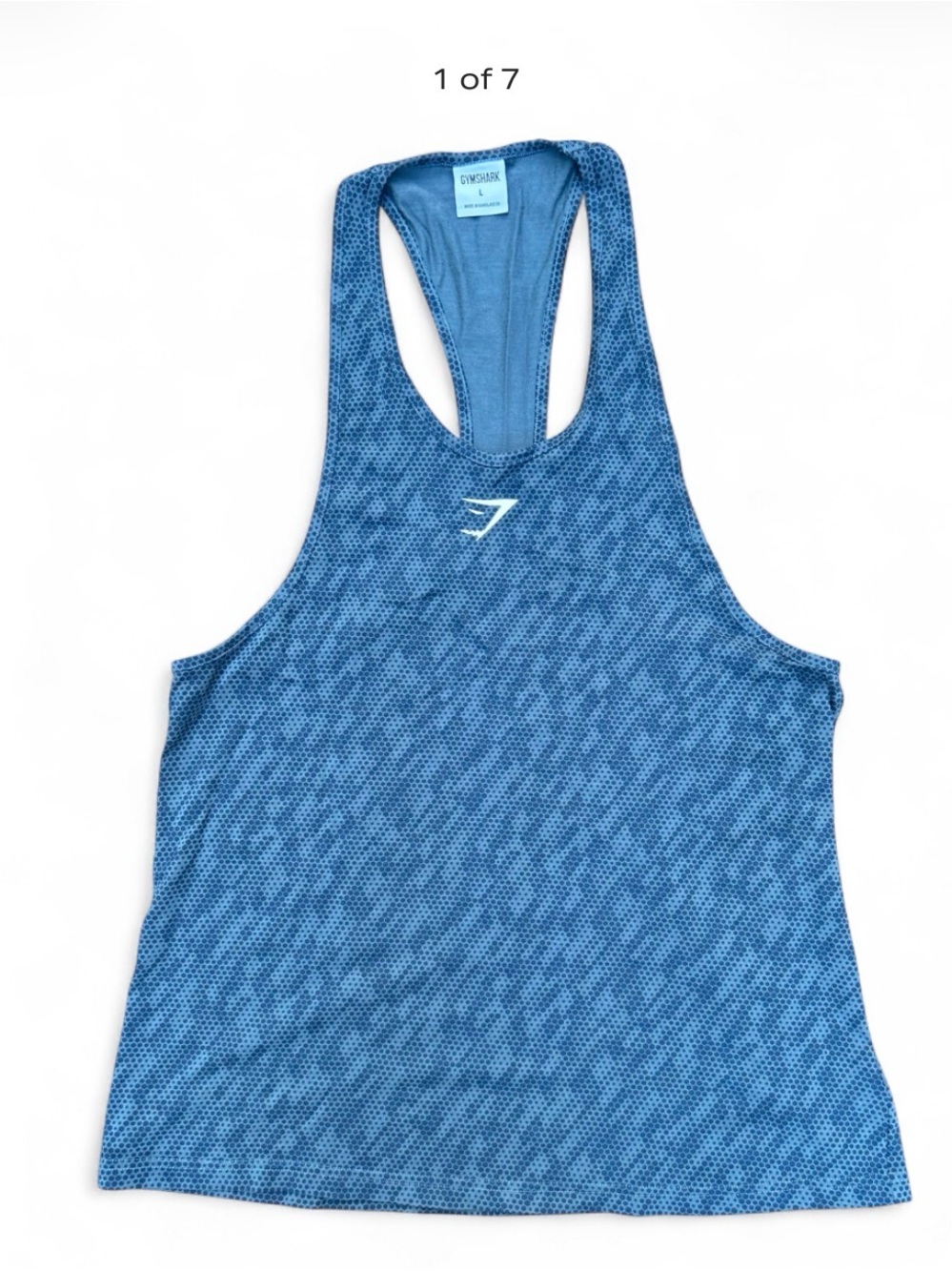 Gymshark Blue Women’s Activewear vest L, With Diagonal Diamond Oattern